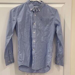 Southern Tide Coastal Blue Gingham Check Dress Shirt - Size L (12-14)